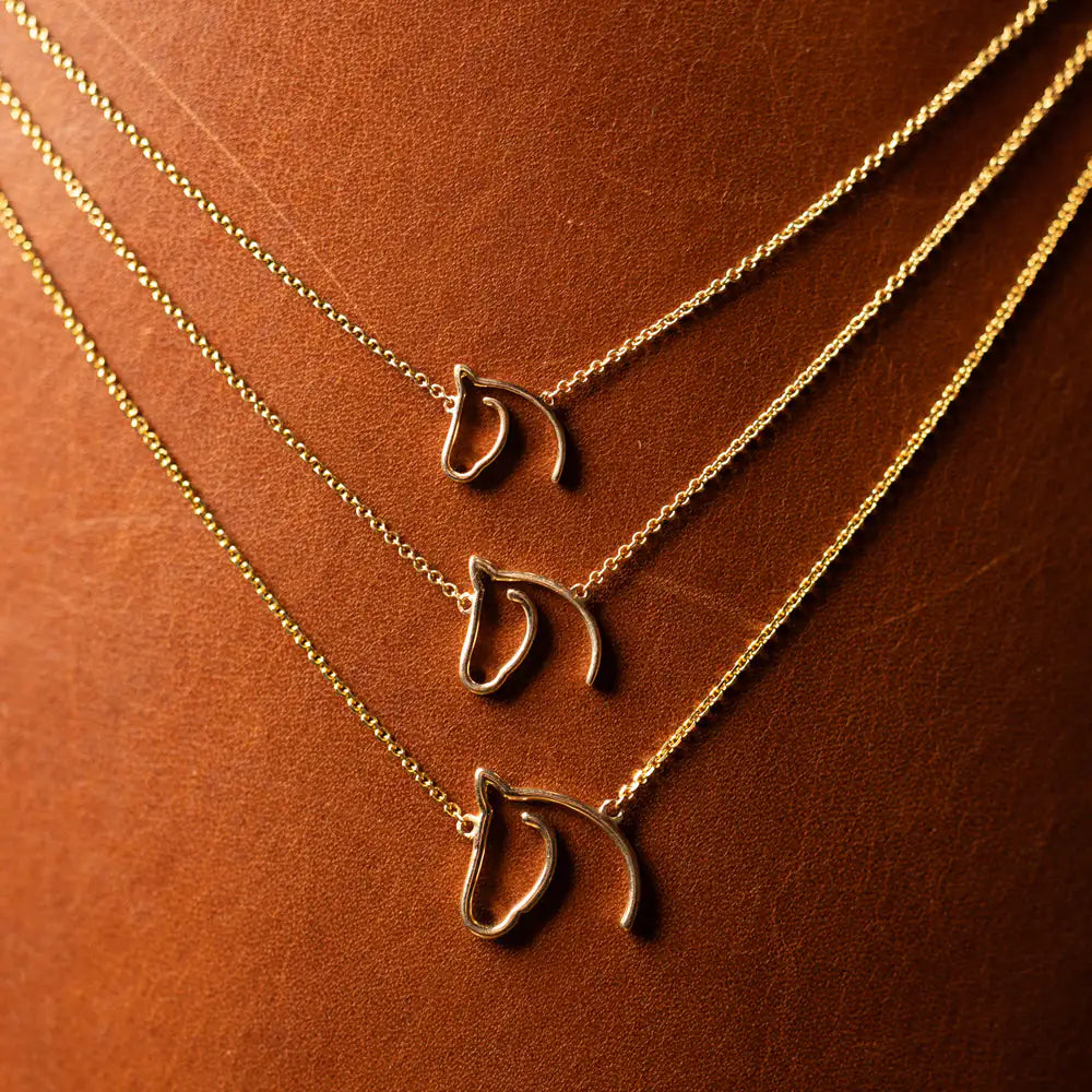 Classic Anchored Horse Pendant - Solid Gold Horse Necklace