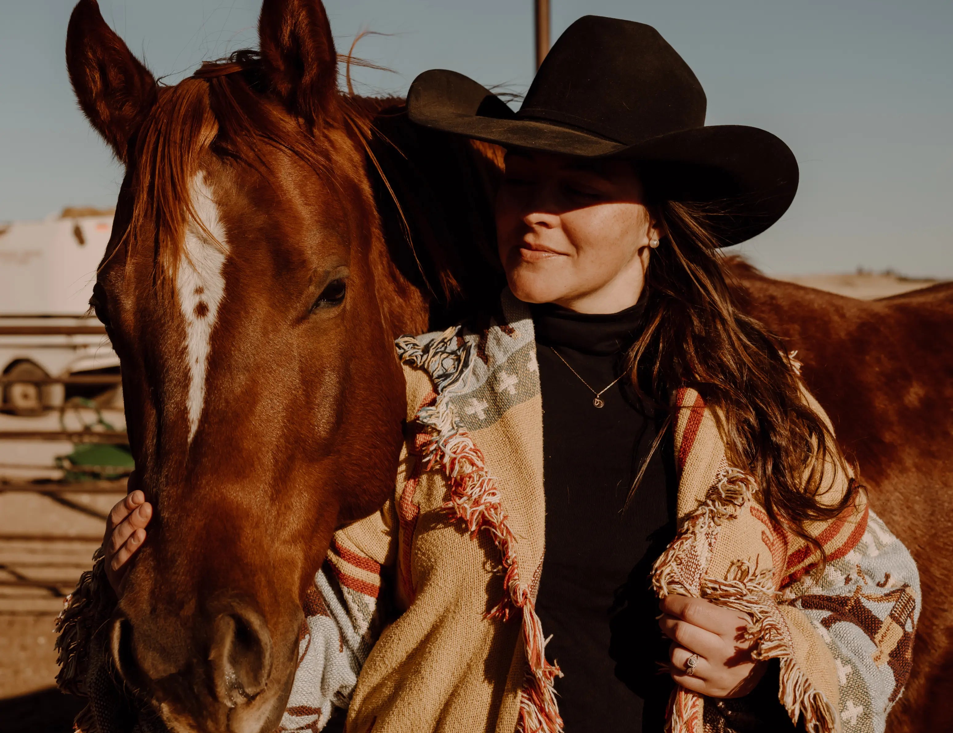 Model wearing The Gilded Horse equestrian necklace