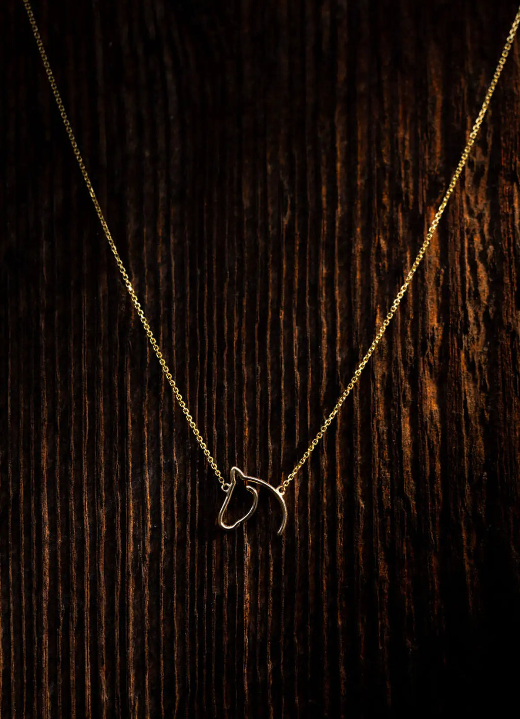 Classic Anchored Horse Pendant - Solid Gold Horse Necklace