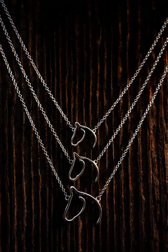Classic Anchored Horse Pendant - Solid Gold Horse Necklace